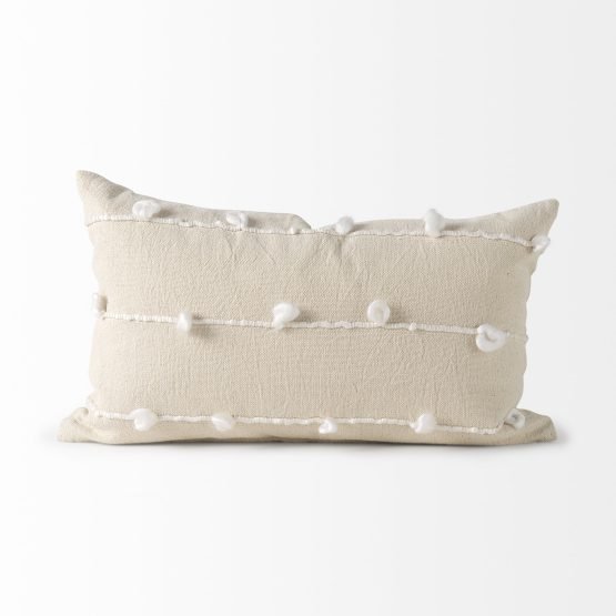 Erica 13 x 21 Cream With White Detail Decorative Pillow Cover - Image 2