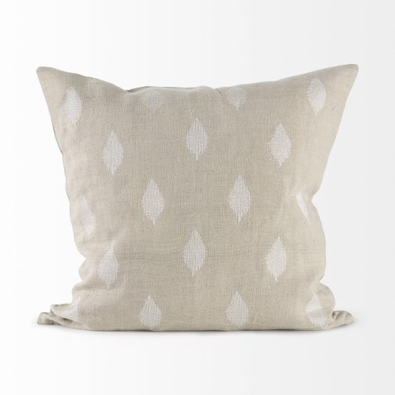 Enya 18L x 18W Beige and Cream Fabric Patterned Decorative Pillow Cover - Image 2