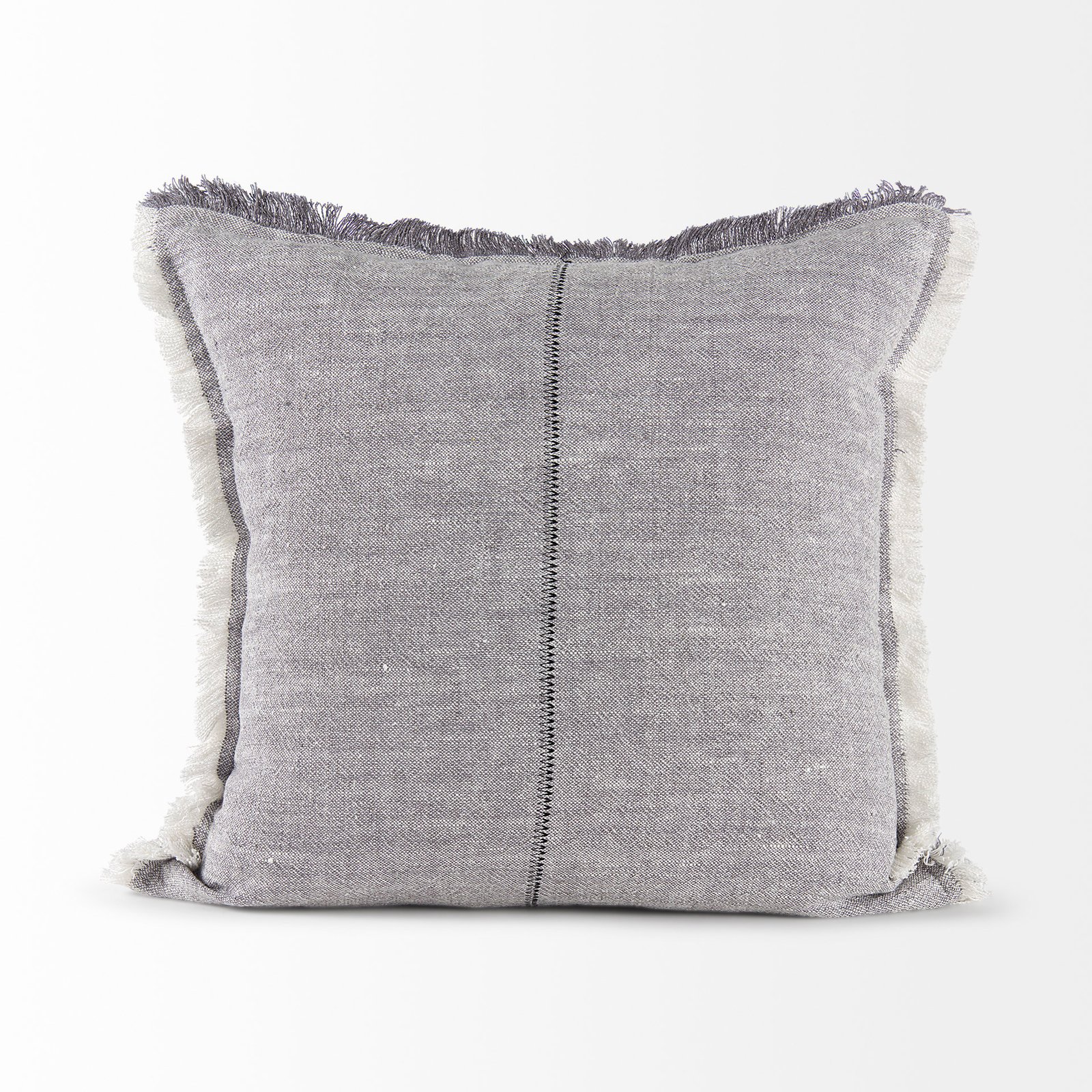 Thais 20L x 20W Blue and Cream Fringed Decorative Pillow Cover - Image 2