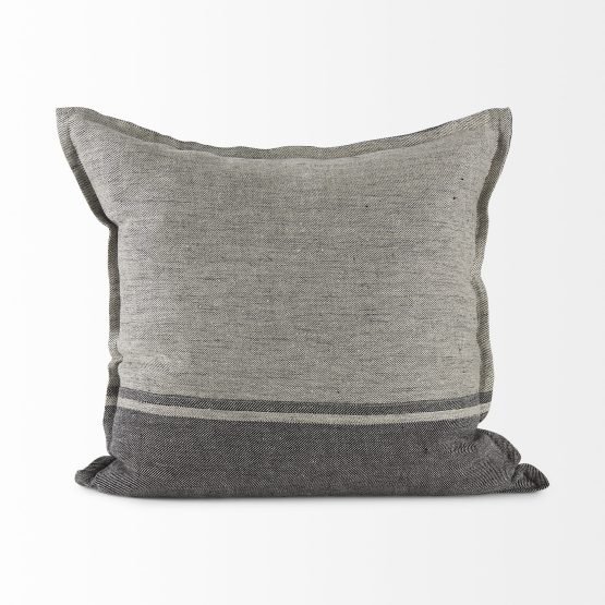 Zadie 20L x 20W Light Gray and Dark Gray Fabric Color Blocked Decorative Pillow Cover - Image 2