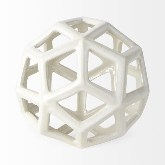 Geom 7.1L x 7.1W x 7.1H White Ceramic Geometric  Object - Image 2