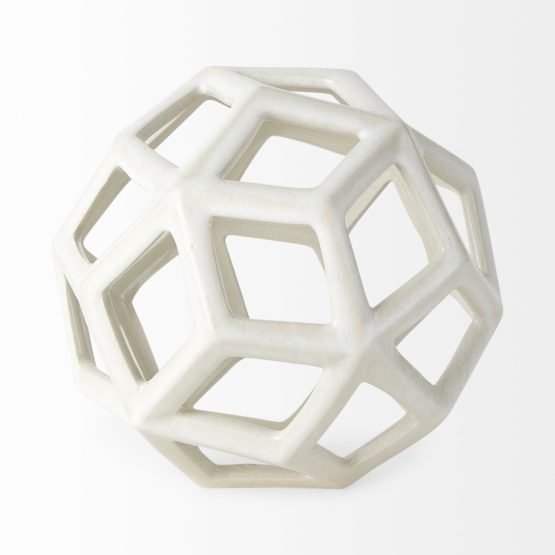 Geom 7.1L x 7.1W x 7.1H White Ceramic Geometric  Object - Image 3