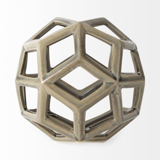 Geom 7.1L x 7.1W x 7.1H Tan Ceramic Geometric Object - Image 2