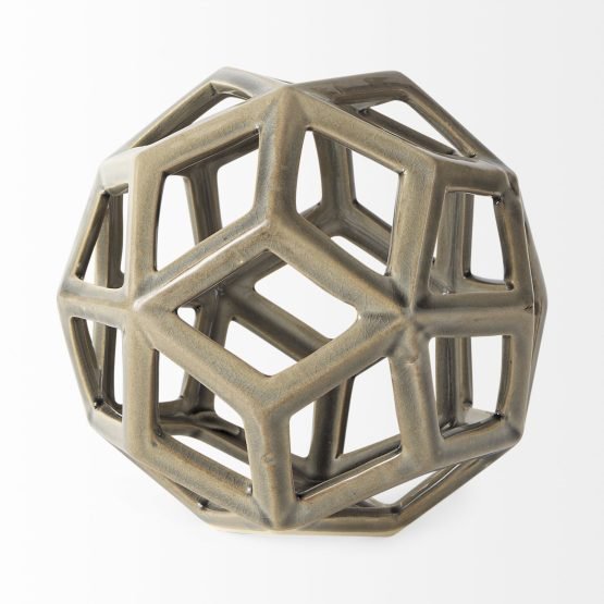 Geom 7.1L x 7.1W x 7.1H Tan Ceramic Geometric Object - Image 3