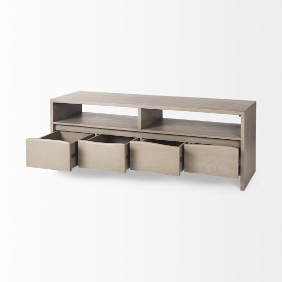 Konstantin 60.0 x 18.0 x 21.0 Light Brown Wood W/ Live Edge Four Drawer Media Console - Image 5