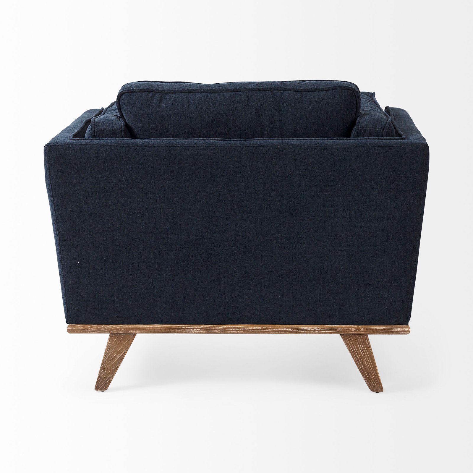 Brooks 41.7L x 34.8W x 33.5H Navy Blue Fabric Chair W/ Medium Brown Wooden Legs - Image 4