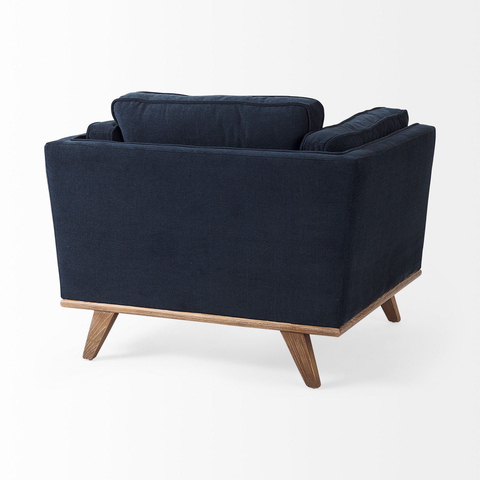 Brooks 41.7L x 34.8W x 33.5H Navy Blue Fabric Chair W/ Medium Brown Wooden Legs - Image 5