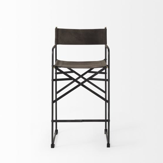 Direttore 19.3L x 19.3W x 40.2H Brown/Gray Suede W/ Metal Frame Counter Stool - Image 2