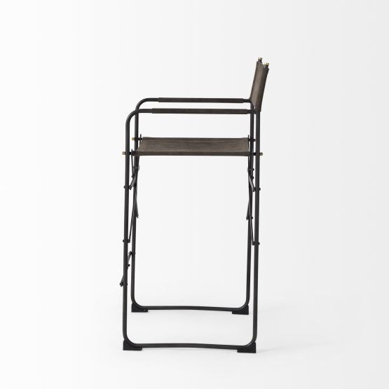 Direttore 19.3L x 19.3W x 40.2H Brown/Gray Suede W/ Metal Frame Counter Stool - Image 3