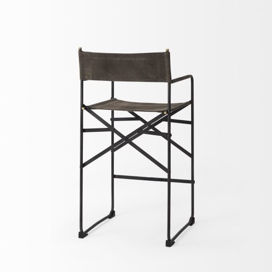 Direttore 19.3L x 19.3W x 40.2H Brown/Gray Suede W/ Metal Frame Counter Stool - Image 4