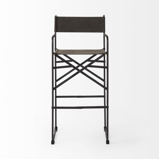 Direttore 19.3L x 19.3W x 44.1H Brown/Gray Suede W/ Metal Frame Bar Stool - Image 2