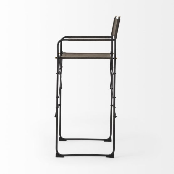 Direttore 19.3L x 19.3W x 44.1H Brown/Gray Suede W/ Metal Frame Bar Stool - Image 3