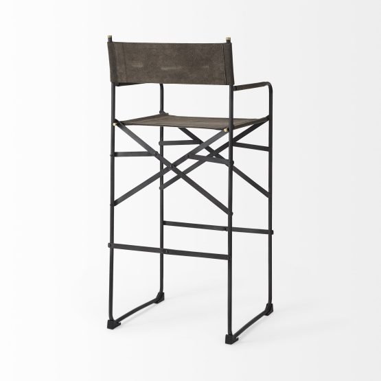 Direttore 19.3L x 19.3W x 44.1H Brown/Gray Suede W/ Metal Frame Bar Stool - Image 4