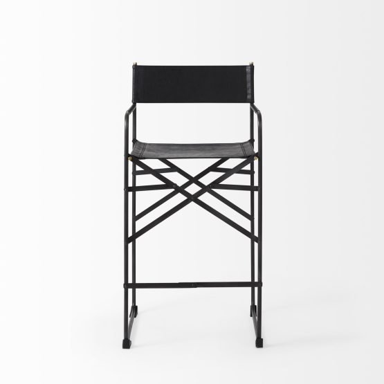 Direttore 19.3L x 19.3W x 40.2H Black Leather W/Black Frame Counter Stool - Image 2