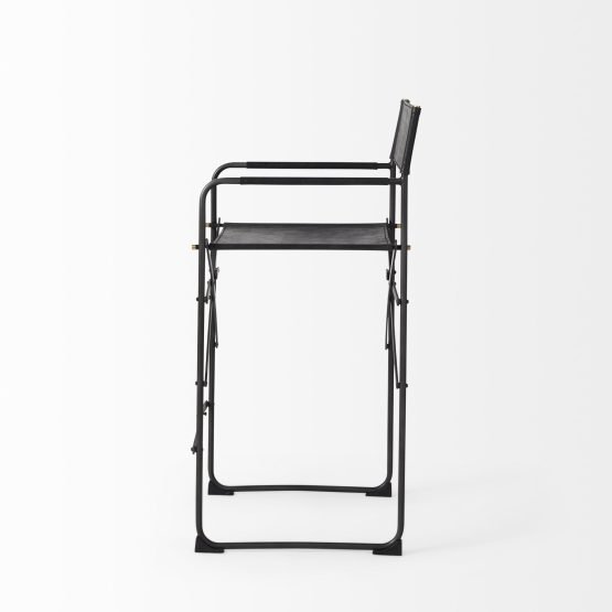 Direttore 19.3L x 19.3W x 40.2H Black Leather W/Black Frame Counter Stool - Image 3