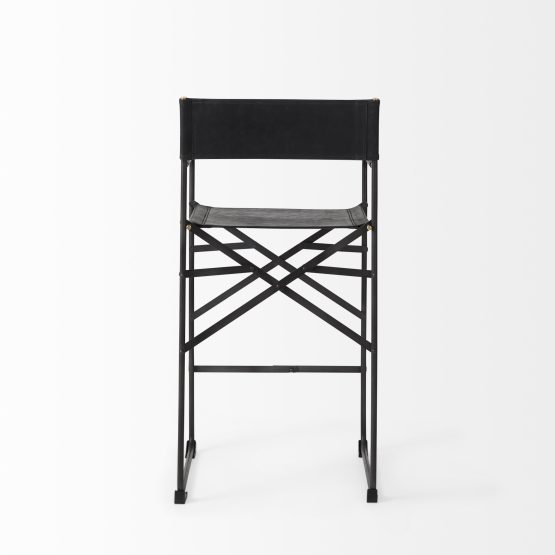 Direttore 19.3L x 19.3W x 40.2H Black Leather W/Black Frame Counter Stool - Image 4