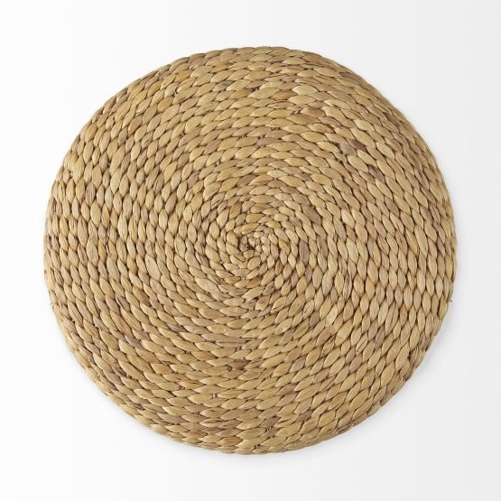 Maya 17.7L x 17.7W x 17.7H Light Brown W/Medium Brown Stripes Seagrass Round Pouf - Image 3