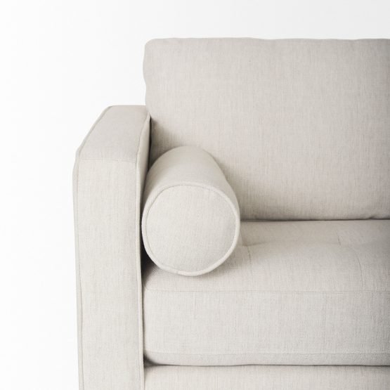 Loretta 88.0L x 36.2W x 33.9H Cream Fabric Three Seater Sofa with Two Bolster Cushions - Image 5
