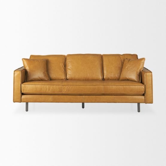 D'Arcy 88.0L x 37.0W x 34.0H Tan Leather Sofa - Image 2