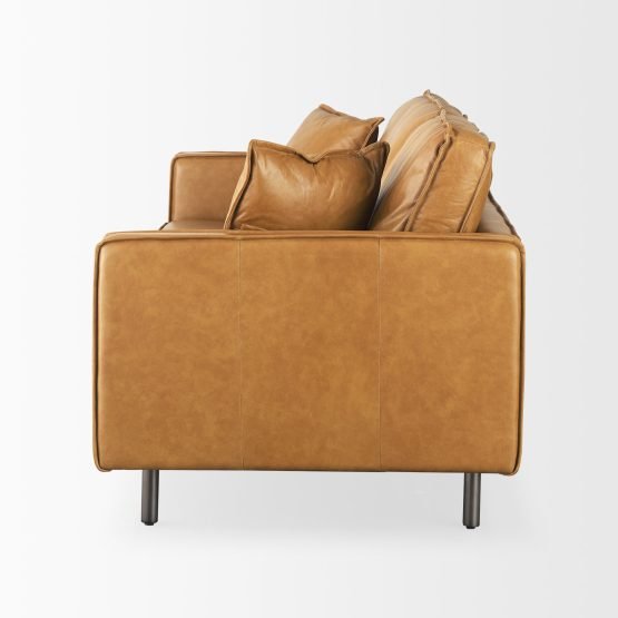 D'Arcy 88.0L x 37.0W x 34.0H Tan Leather Sofa - Image 3
