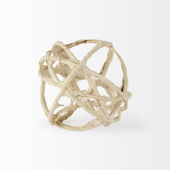Kali 4.5L x 4.5W x 4.5H Small Beige Decorative Metal and Paper Object - Image 2