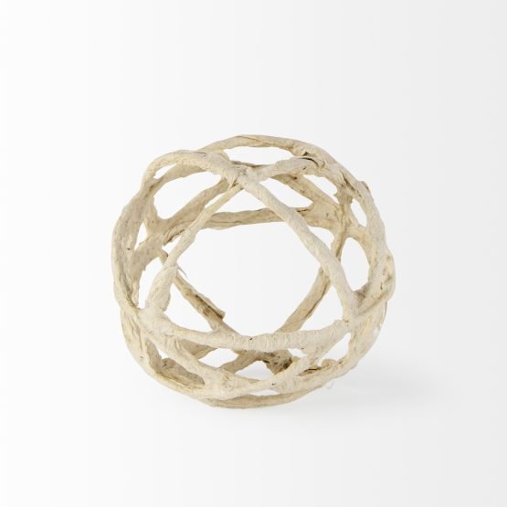 Kali 4.5L x 4.5W x 4.5H Small Beige Decorative Metal and Paper Object - Image 3