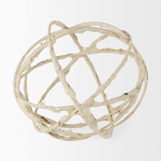 Kali 6.7L x 6.7W x 6.7H Large Beige Decorative Metal and Paper Object - Image 2