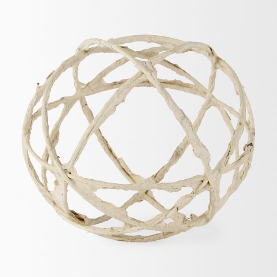 Kali 6.7L x 6.7W x 6.7H Large Beige Decorative Metal and Paper Object - Image 3