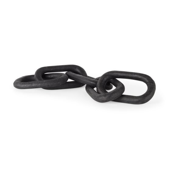 Alix 29.0L x 5.0W x 5.0H Black Wood Link Chain Decorative Object