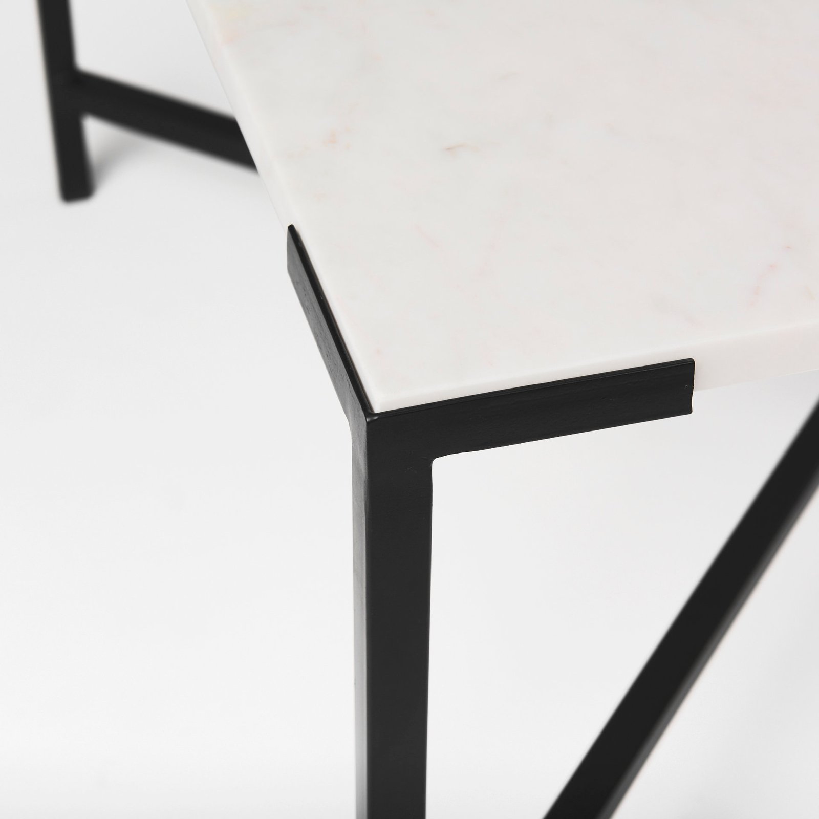 Lucas 30x30 White Marble Top Black Metal Base Coffee Table - Image 5