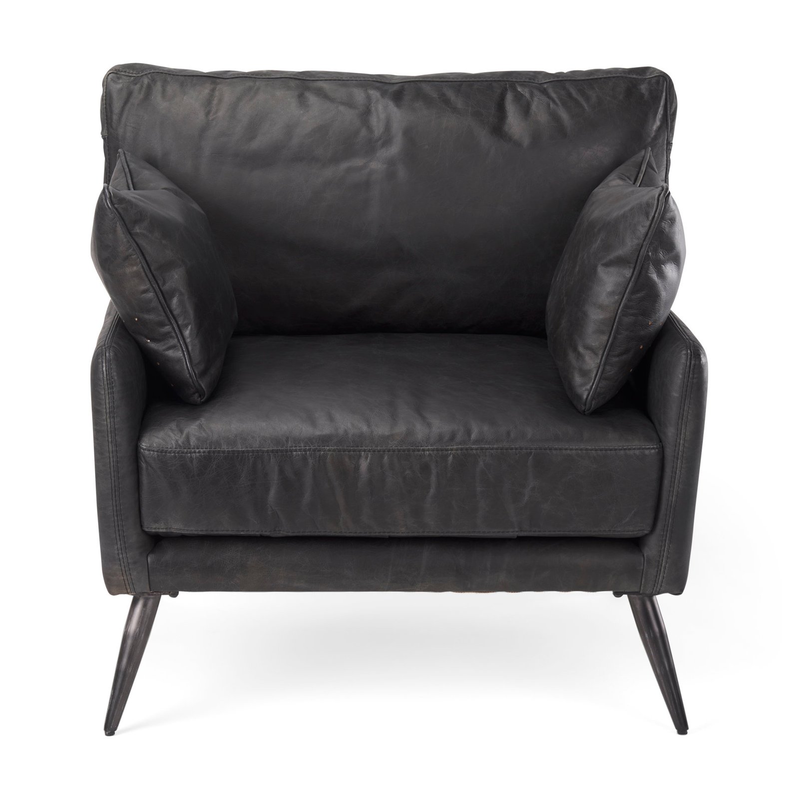 Cochrane 34.5L x 33.0W x 32.5H Black Leather Wrapped Chair - Image 2