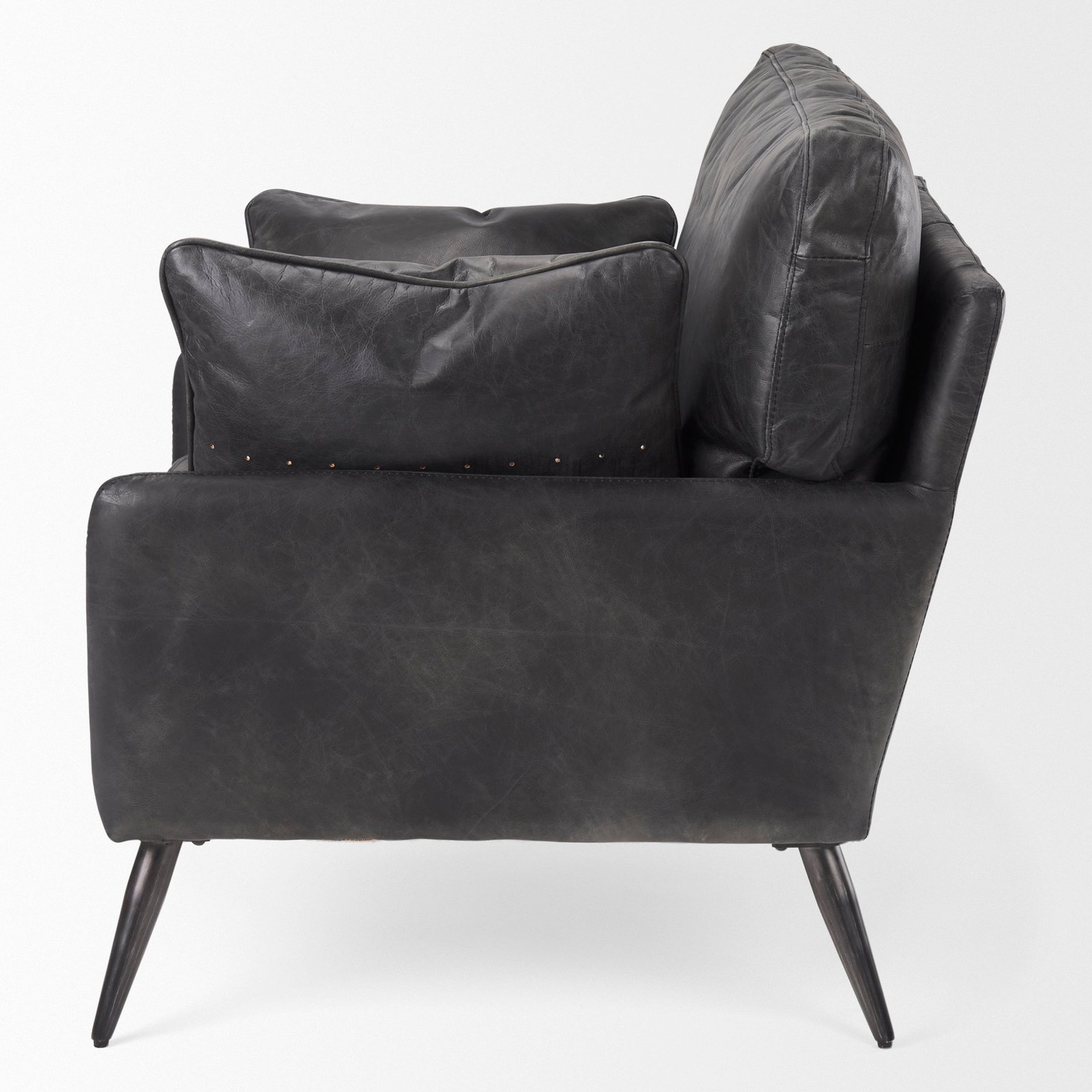 Cochrane 34.5L x 33.0W x 32.5H Black Leather Wrapped Chair - Image 3