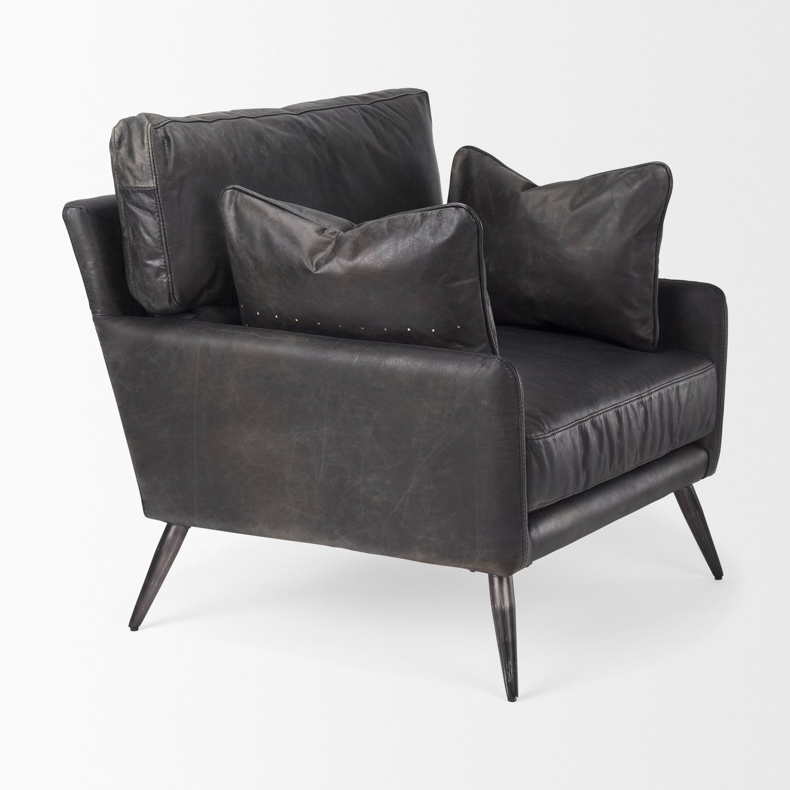 Cochrane 34.5L x 33.0W x 32.5H Black Leather Wrapped Chair - Image 5