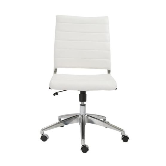 Axel Low Back Office Chair w/o Armrests in White with Aluminum Base