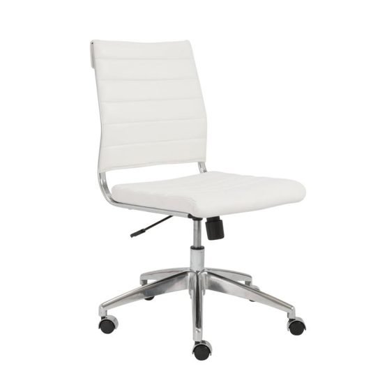 Axel Low Back Office Chair w/o Armrests in White with Aluminum Base - Image 2