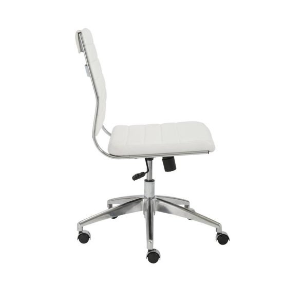 Axel Low Back Office Chair w/o Armrests in White with Aluminum Base - Image 3
