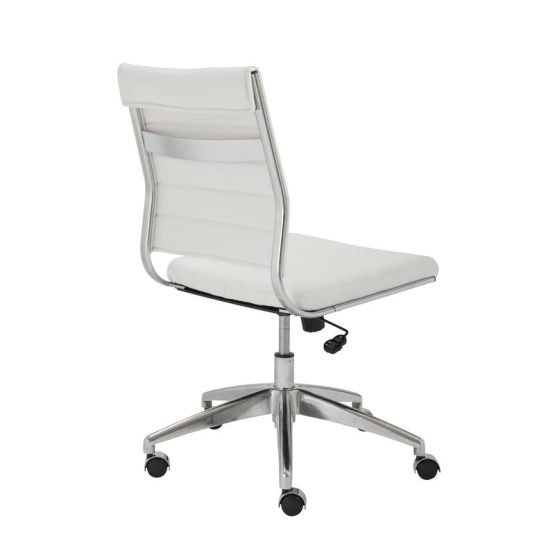 Axel Low Back Office Chair w/o Armrests in White with Aluminum Base - Image 4