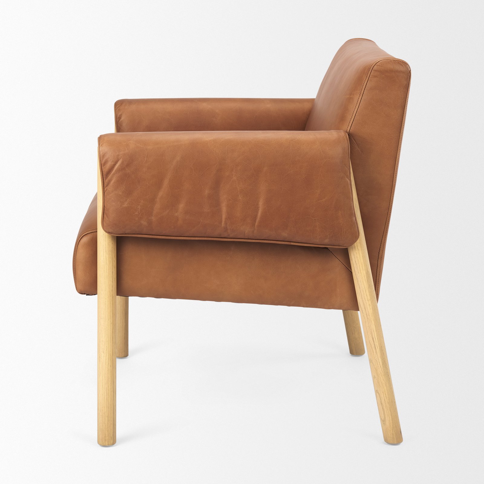 Ashton Brown Leather w/ Light Wood Accent Chair - Image 3
