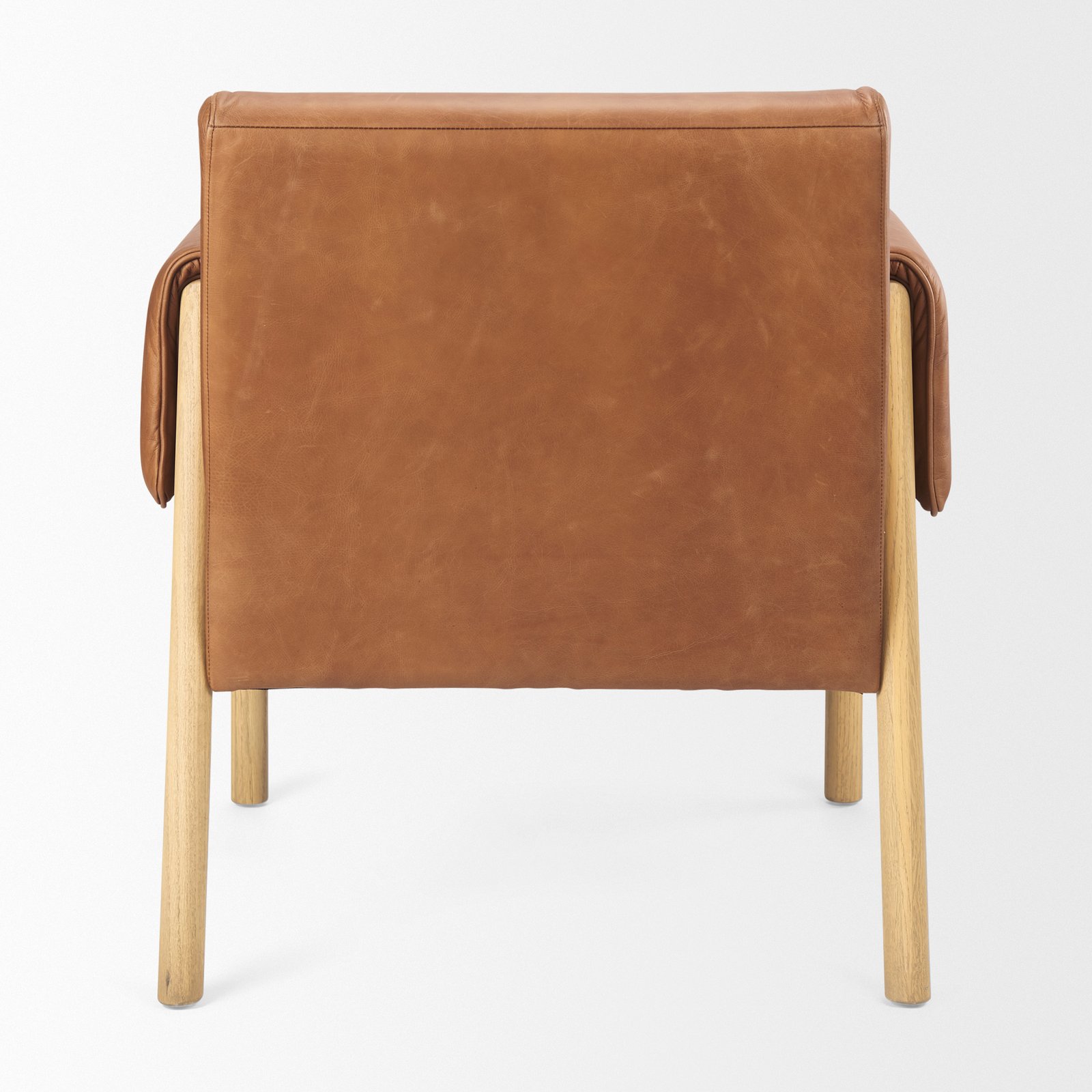 Ashton Brown Leather w/ Light Wood Accent Chair - Image 4