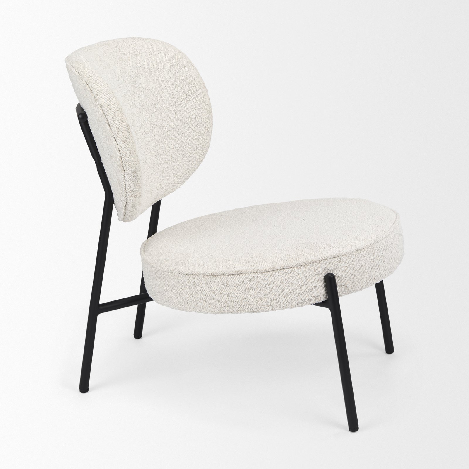 Amelia Cream Boucle W/Black Metal Upholstered Accent Chair 21.3L x 21.3W x 30.3H - Image 5