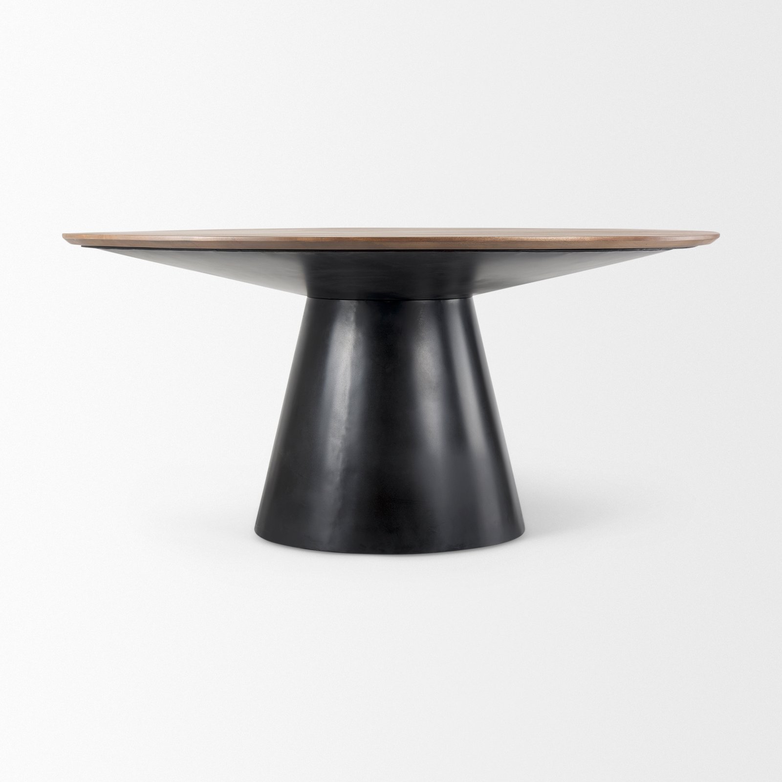 Mitchell Black Metal Pedestal Base with Brown Wood Top Dining Table 63.0L x 63.0W x 30.0H - Image 2