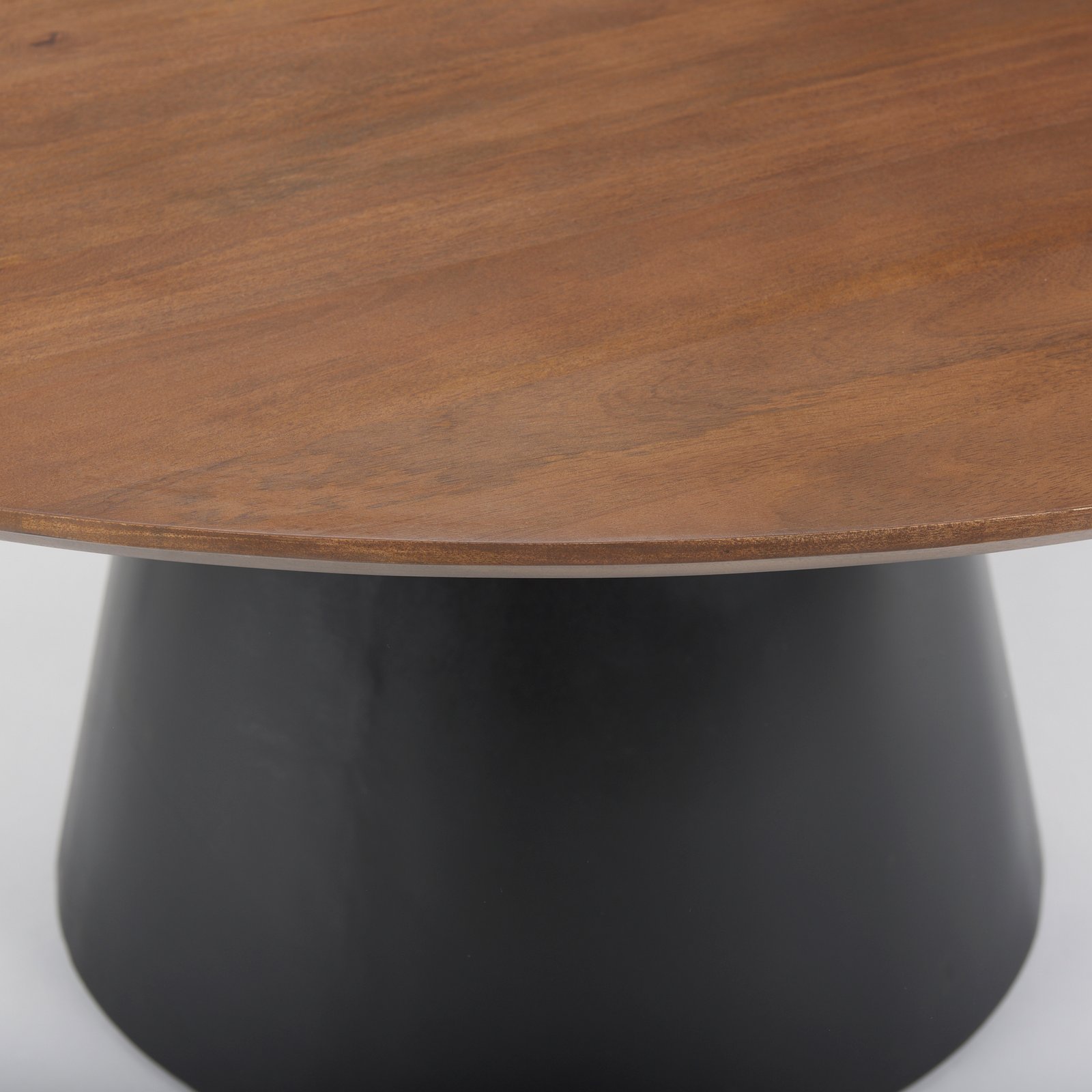 Mitchell Black Metal Pedestal Base with Brown Wood Top Dining Table 63.0L x 63.0W x 30.0H - Image 3