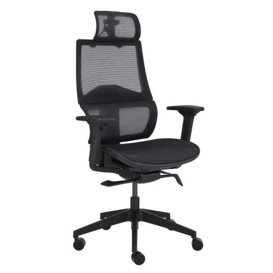 Bruno High Back Office Chair in Black Mesh and Frame - Image 2