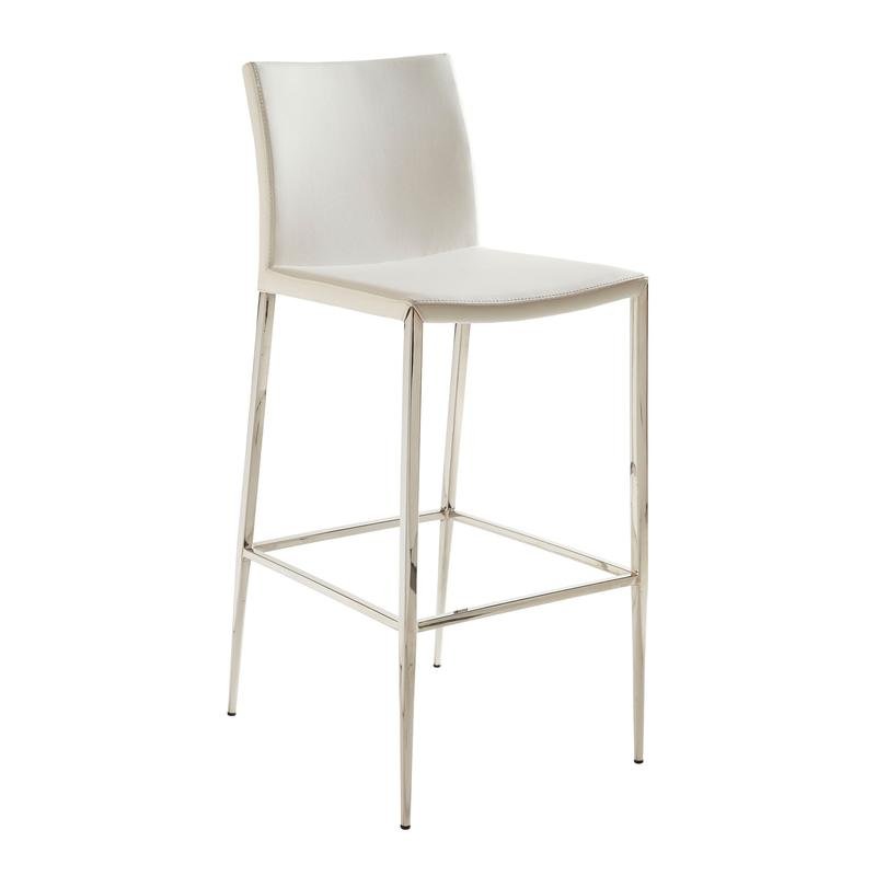 Diana Bar Stool in White with Polished Stainless Steel - Image 2