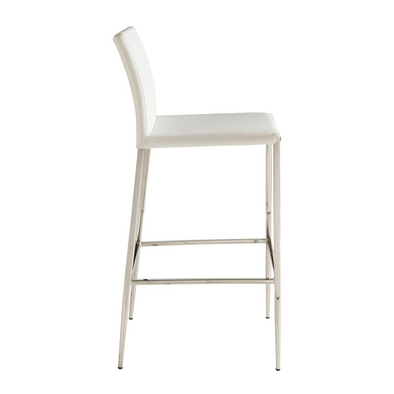 Diana Bar Stool in White with Polished Stainless Steel - Image 3