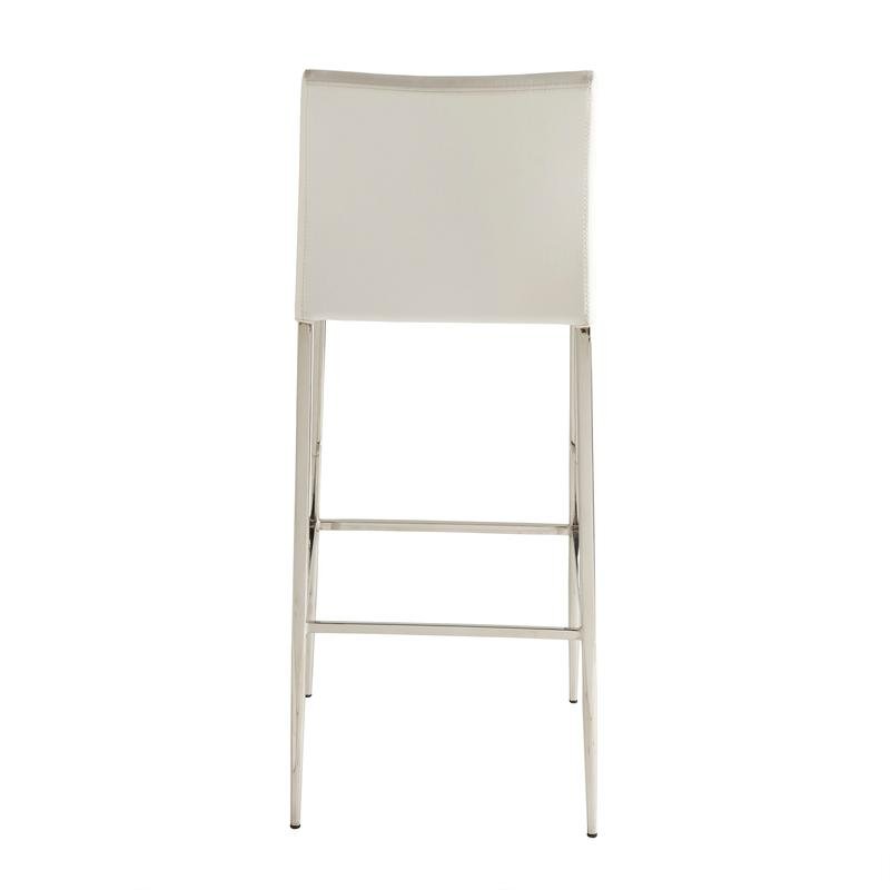 Diana Bar Stool in White with Polished Stainless Steel - Image 4