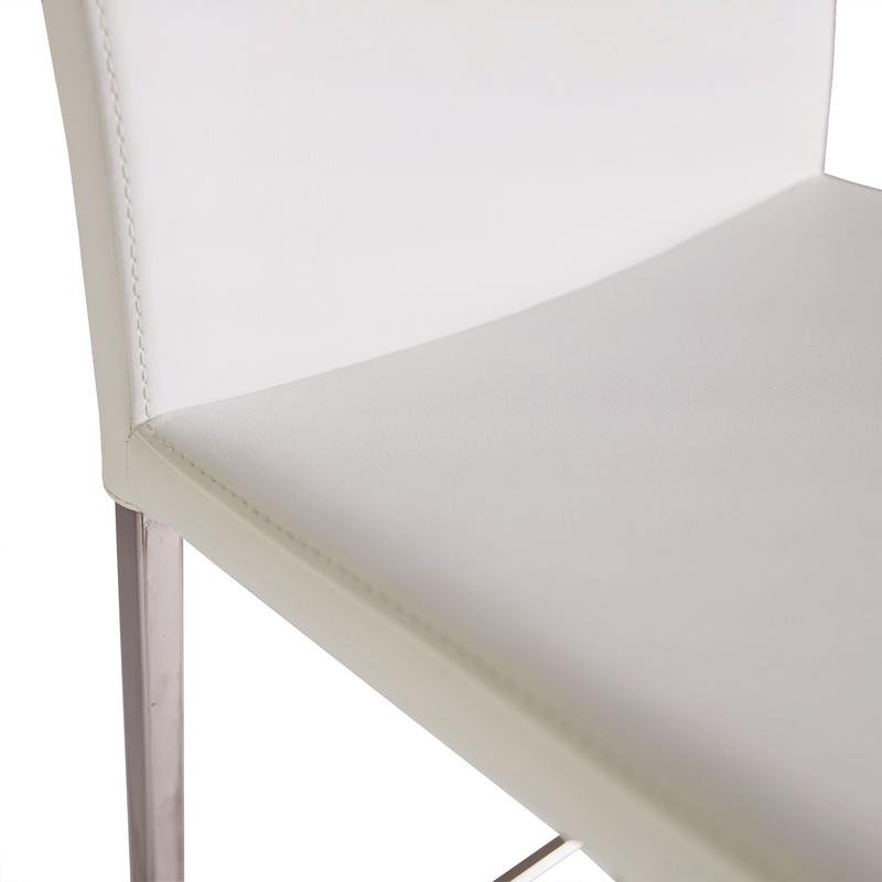 Diana Bar Stool in White with Polished Stainless Steel - Image 5