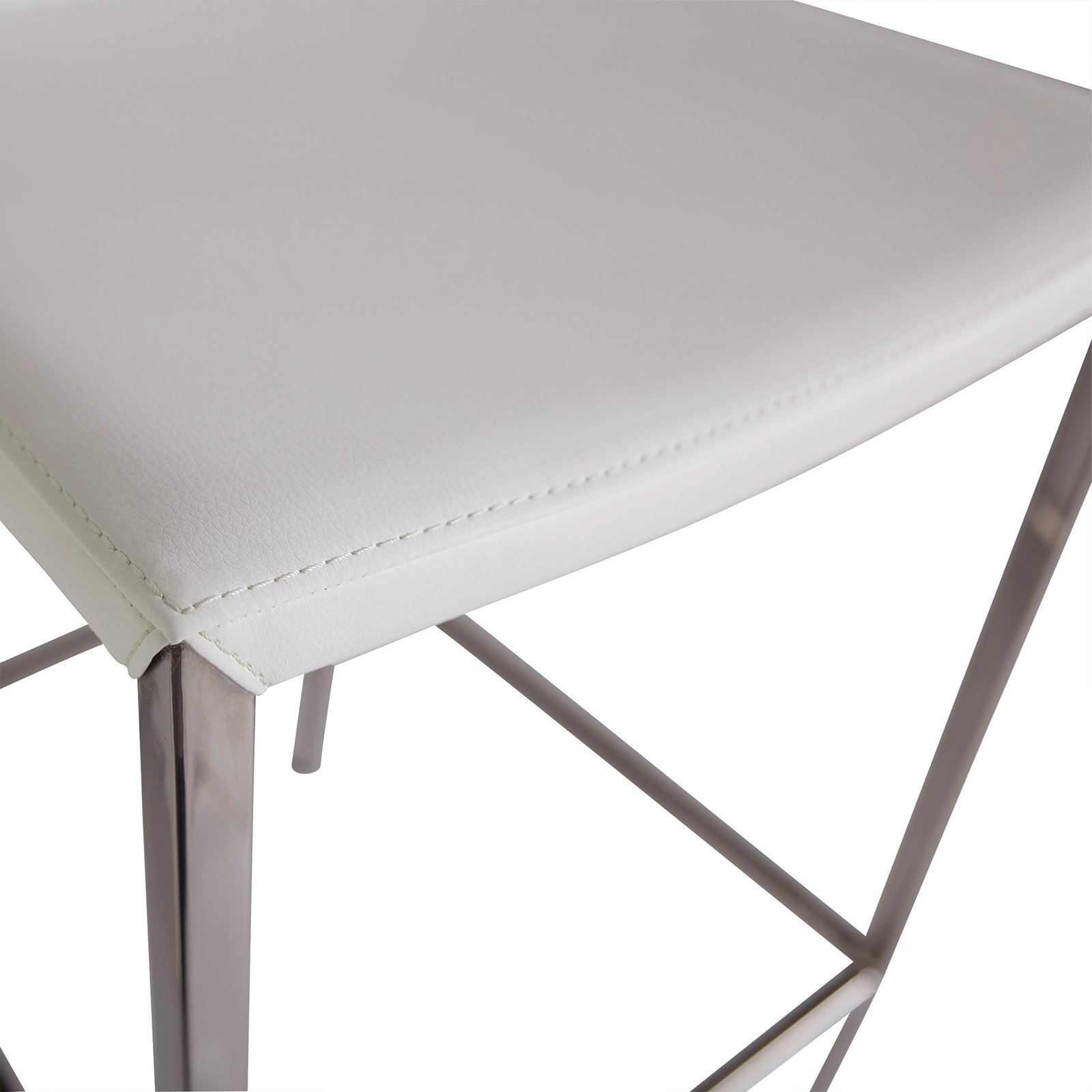 Diana Bar Stool in White with Polished Stainless Steel - Image 6