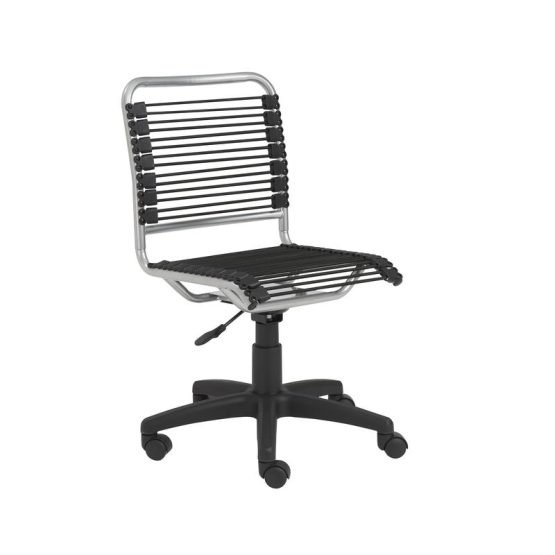 Bungie Low Back Office Chair in Black with Aluminum Frame and Black Base - Image 2