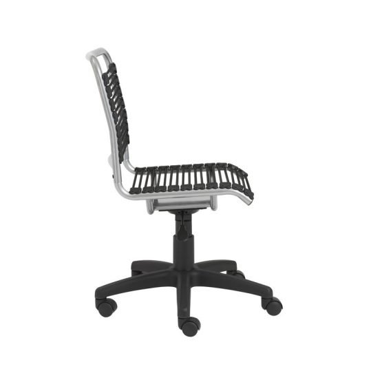Bungie Low Back Office Chair in Black with Aluminum Frame and Black Base - Image 3